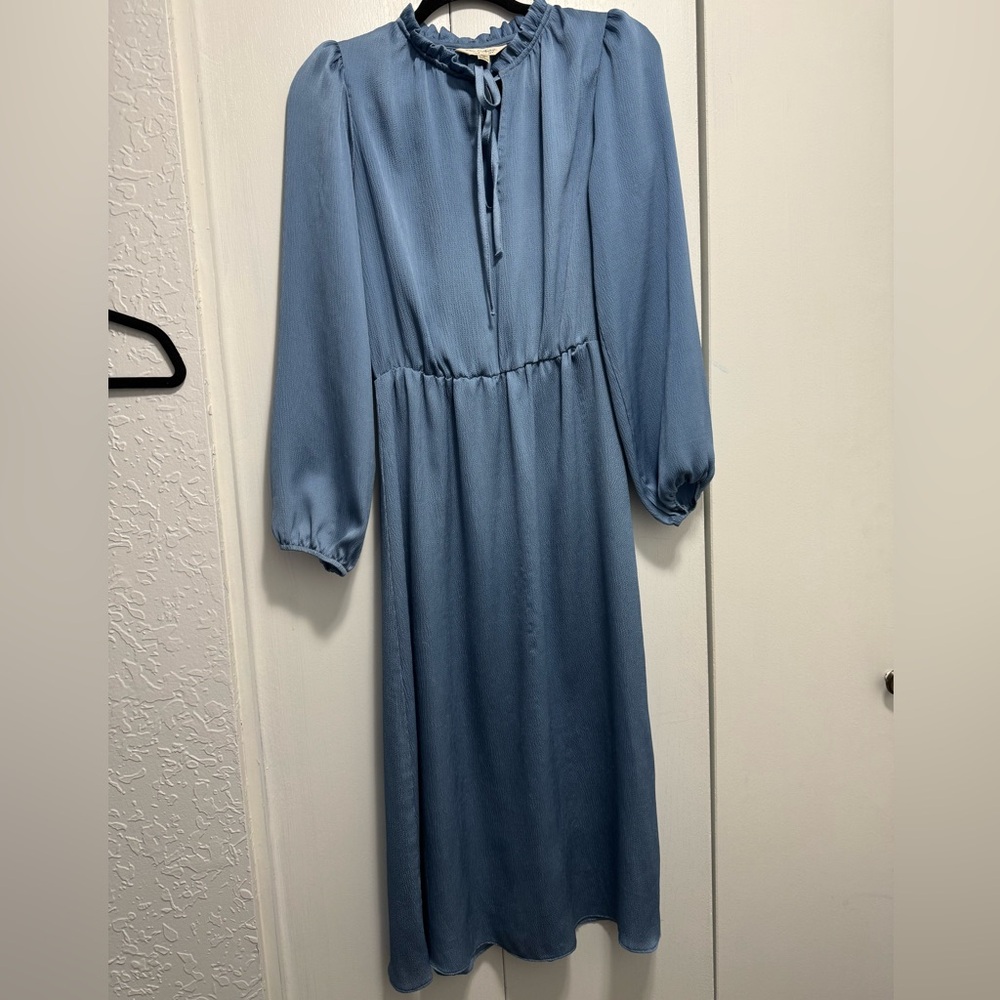 Miss Selfridge Blue Front tie Silk dress